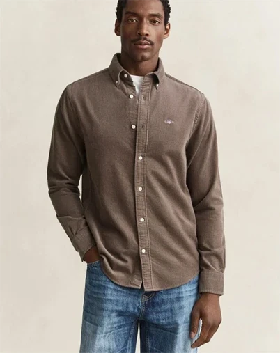 Gant - Regular Corduroy Skjorte - Faded Taupe